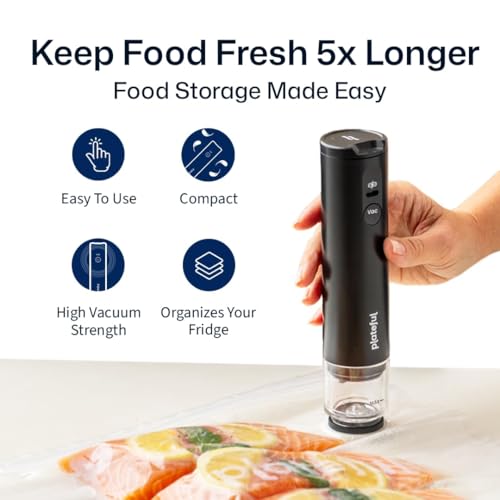Vacuum Sealer for Food with 30 Bags - Cordless Handheld Food Saver - Keeps Food Fresh 5X Longer