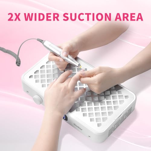 Missshine Nail Dust Collector with Dual Turbines 7000RPM, 5-Speed Nail Fan & Filter Papers