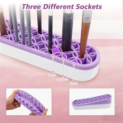 QUYLIXX Multicolor Silicone Makeup & Brush Organizer Set - 4 Pcs Travel Storage