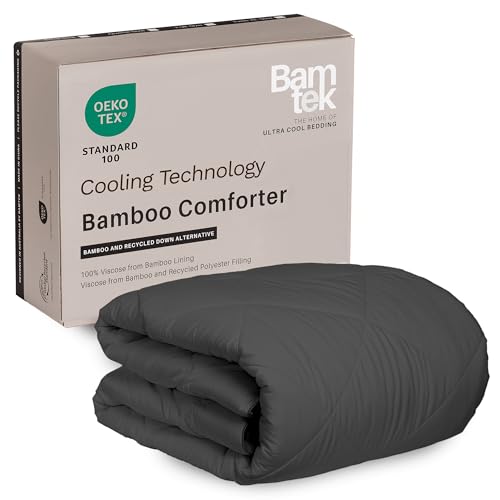 Bamtek Charcoal Queen Size Bamboo Viscose Comforter - Down Alternative Duvet Insert