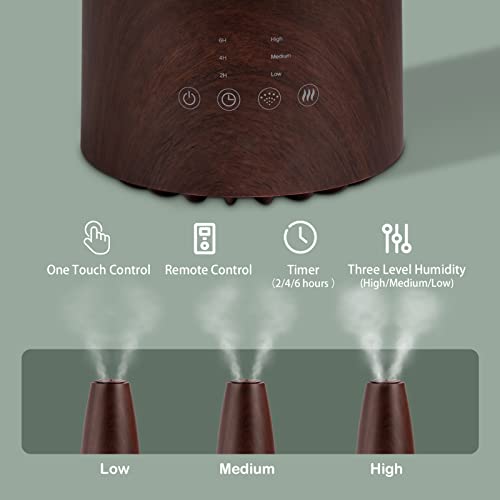 Dark Wood Cool & Warm Mist Ultrasonic Humidifier with Remote Control 2.3L Whisper Quiet