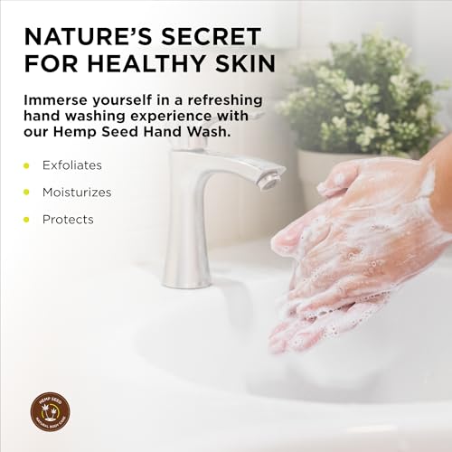 Hemp Seed Hand Wash, Eucalyptus & Tea Scent - 8 fl oz - Cleans & Moisturizes Skin - With Hemp Seed Oil, Aloe Vera & Orange Peel Oil - Vegan, Cruelty Free (Pack of 2)