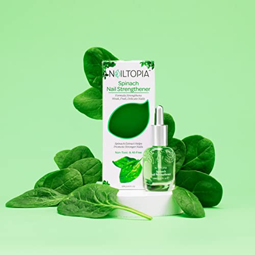 Nailtopia Spinach Nail Strengthener - 0.41 Fl Oz Pack of 2 - Revitalizing Vegan Nail Treatment for Damaged Nails