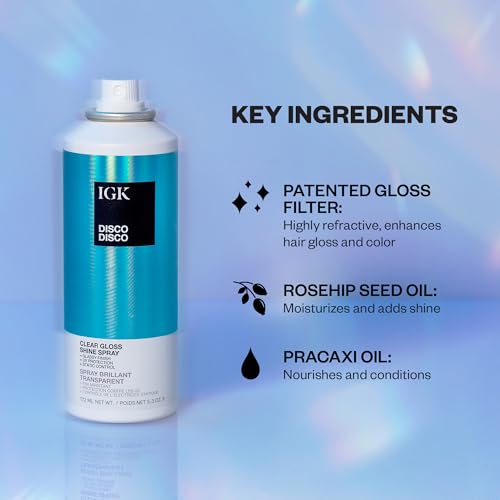 IGK Disco Disco Clear Gloss Hair Shine Spray 5.3 Oz UV Protection - Variation of THIS listing