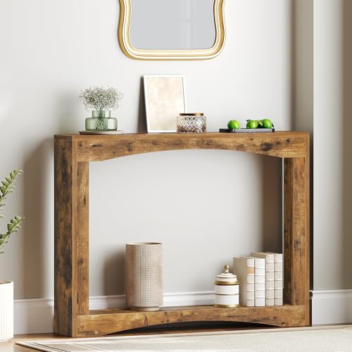 Rustic Brown Narrow Console Table - 39.3" Slim Entryway & Behind Couch Table
