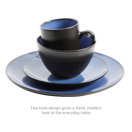 Gibson Elite Soho Lounge Blue Reactive Glaze Stoneware Dinnerware Set for 4 - 16 Pieces