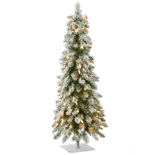 3ft Pre-Lit Flocked Downward Christmas Tree - Artificial Snowy Holiday Tree