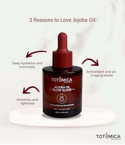 Organic Jojoba Face & Body Oil with Peptides - 1 Fl Oz Glow Elixir