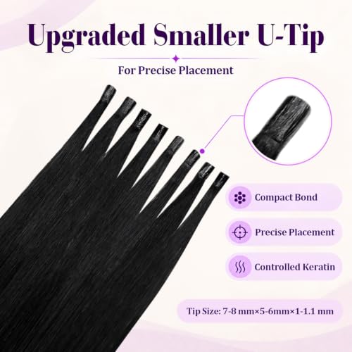 LaaVoo K Tip Hair Extensions Real Human Hair 18in 50g Jet Black #1 Utip