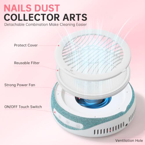 Nail Dust Collector Cordless Rechargeable with Blue Diamond Variation