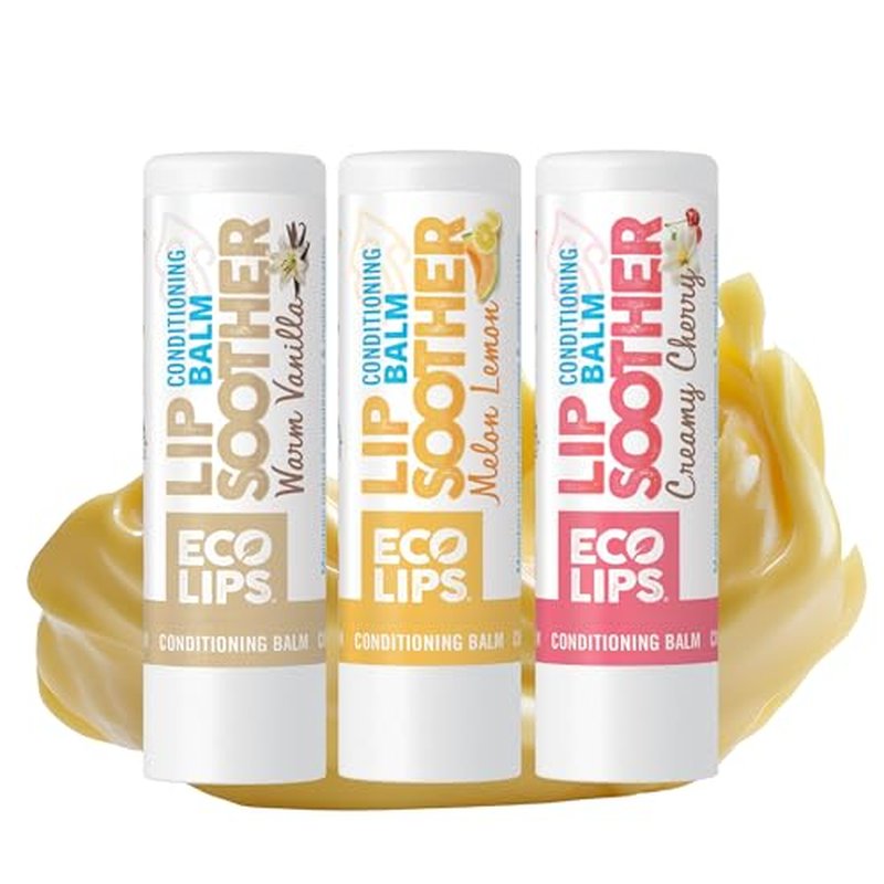 Eco Lips Conditioning Lip Soother Lip Balm ? Natural & Moisturizing Lip Care with Shea & Murumuru Butter, Clean Beauty, Daily Hydration & Protection for Chapped Lips, Variety 3-pack 0.15 oz.