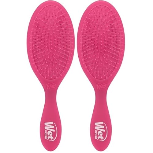 Wet Brush Original Detangler Hair Brush, Pink Frost - Ultra-Soft IntelliFlex Bristles - Detangling Brush Glides Through Tangles For All Hair Types (Wet Dry & Damaged Hair) - Women & Men (Pack of 2)