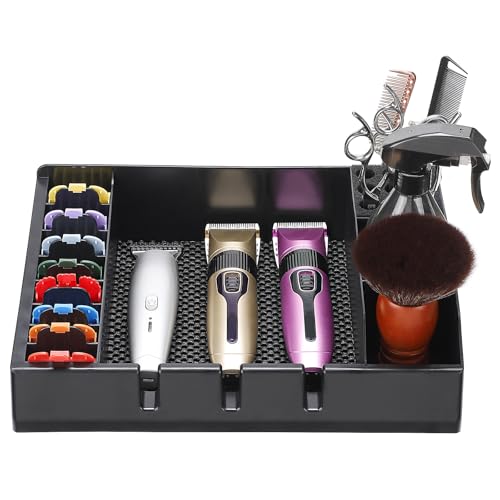 Small Plastic Barber Organizer Tray for Trimmers, Razors, Scissors & Combs