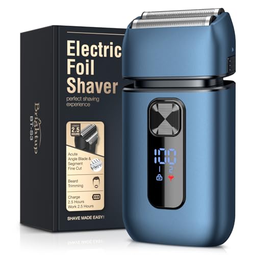 Brightup Blue Foil Shaver for Men - Electric Razor with Close Shaving & Trimmer