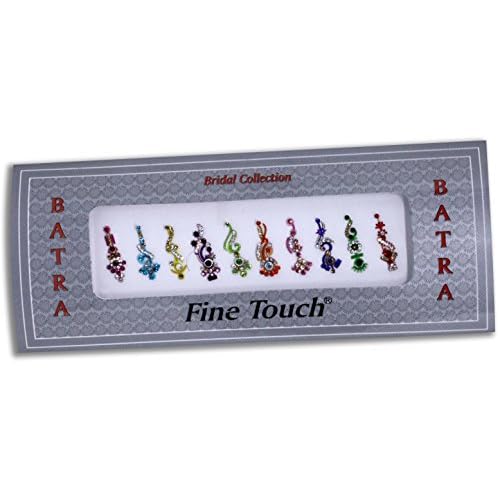 Bollywood Designer Bindis Premium Crystal Jewels Mettallic Bindi Stickers Tattoos Forehead Tika (Long)