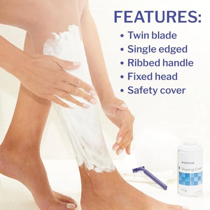 McKesson Disposable Razors [50 Count] ? Twin Blade Bulk Shaving Razors for Men & Women, Stainless Steel, Blue, Single-Use for Medical Clinics, Tattoo, Travel, Camping & Salon Care