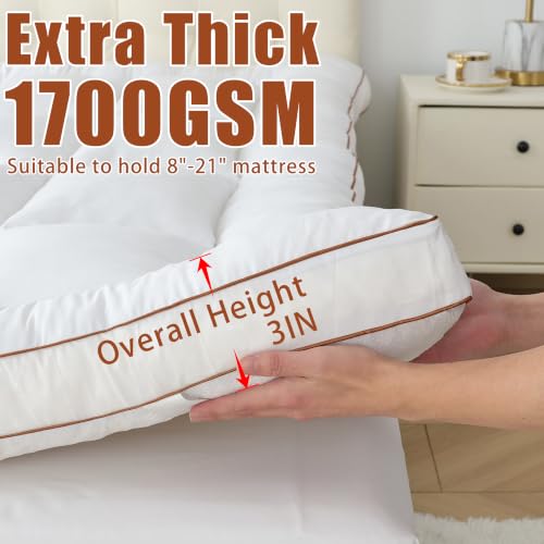 White Queen Memory Foam Mattress Topper 3 Inch 1700GSM Shredded Support
