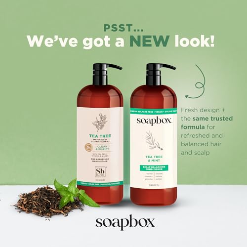 Soapbox Tea Tree & Mint Conditioner for Dry Scalp - 33.8 oz, Refreshing Hair Care