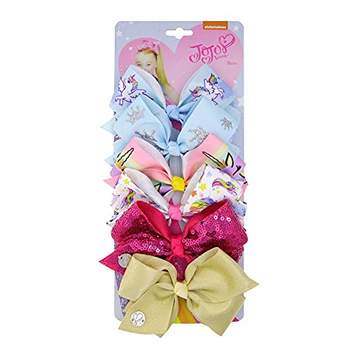 JoJo Siwa 12pcs Girl Hair Bows Clips Set - 5 Inch Alligator Barrettes for Toddlers & Kids