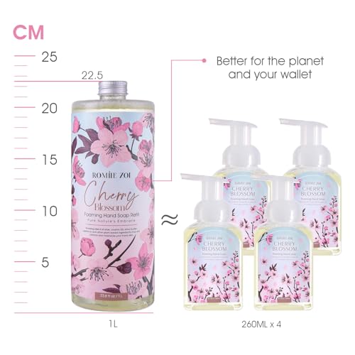 ROMIIE ZOI Cherry Blossom Foaming Hand Soap Refill Set 3 x 33.8 Fl Oz - Cruelty-Free & Moisturizing