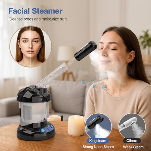 Kingsteam Black 2-in-1 Hair & Facial Steamer with Ozone, Portable & Safe