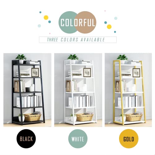 White 5-Tier Ladder Shelf Bookcase - Modular Standing Storage