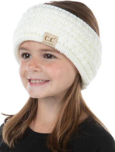 Kids Fleece-Lined Ear Warmer Headband - Ivory Toddler Winter Headband with Cozy Knit Design - Variation of THIS listing