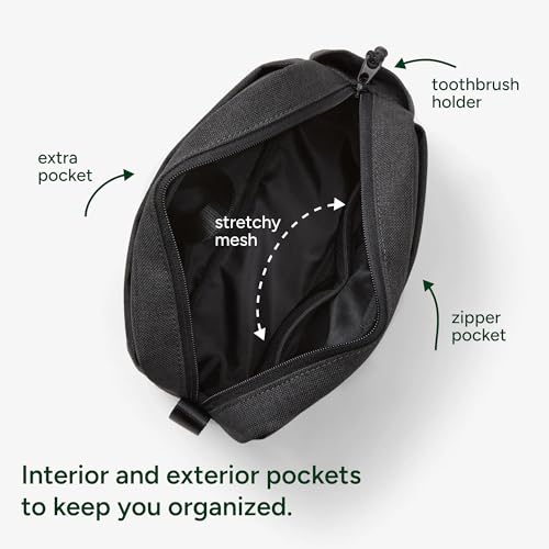 Halfday Sidecar Toiletry Bag | Travel Organizer for Men & Women with Waterproof Pouch, Mesh Pockets, Toothbrush Holder, Hanging Loop (Lightweight, Durable, Water-Resistant), Shadow