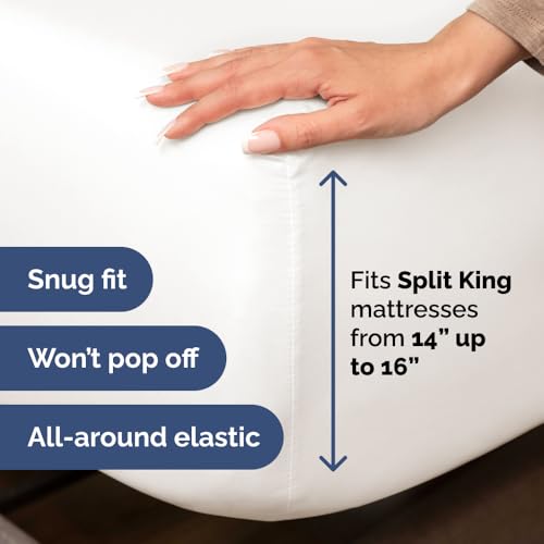 Flex Top Split King Sheet Set - Soft & Cooling - Antique White - 4 Piece with Split Head Design