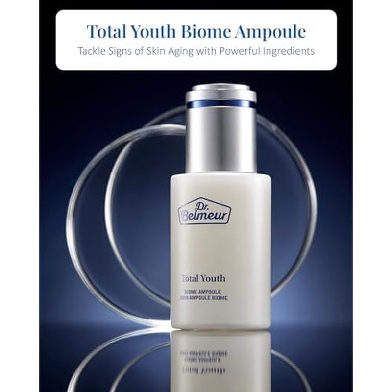 Dr. Belmeur Total Youth Biome Ampoule (1.2fl oz) - Premium Serum for Wrinkles, Elasticity & Hydration. Korean Skin Care by LG Beauty. Collagen, Panthenol, Niacinamide, Licorice.