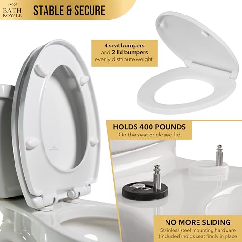 Bath Royale Heavy Duty Elongated Toilet Seat with Soft Close - White BR237-00