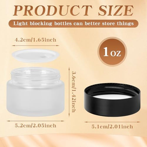 1 oz Glass Jars with Lids, Empty Cosmetic Jars, Airtight Containers with Inner Seal for Creams, Balms, Ointments, DIY Crafts, Salves (24 Pack, Clear Frosted)