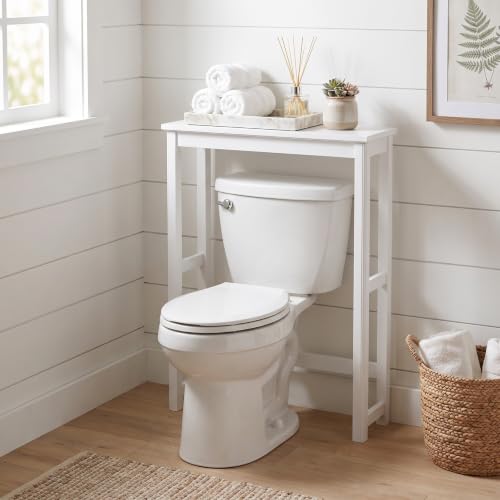 Over the Toilet Storage Shelf - White Bathroom Organizer with Open Shelf, 29 Inch Wide - Variation: Toilet Shelf