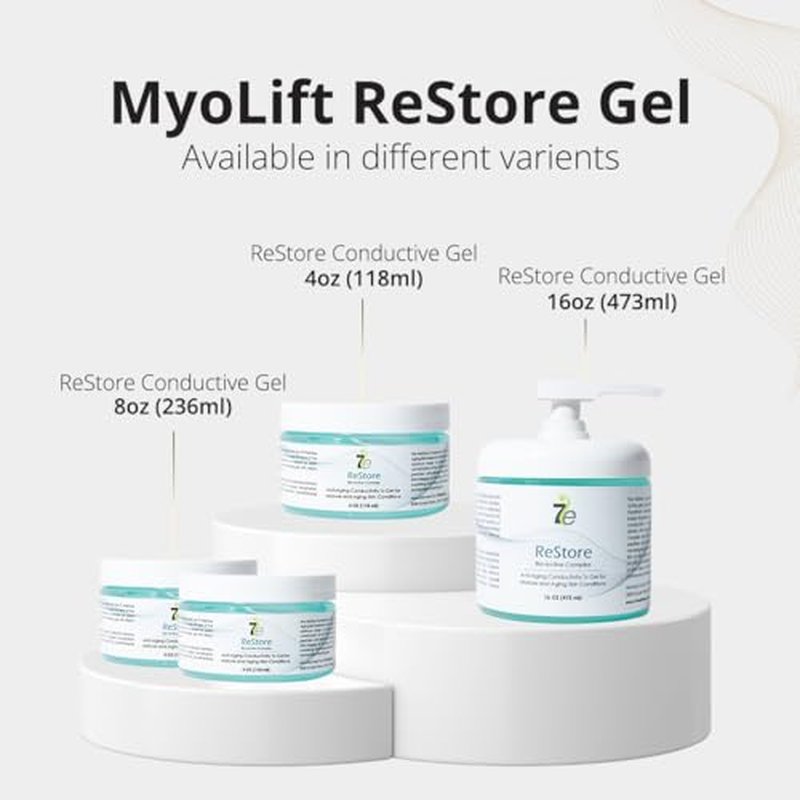 7E Wellness Myolift 8oz Restore Conductive Gel with Bio-Active Complex 8oz Facial Skin Care Products with Green Tea Extract, Hyaluronic Acid, Anti Aging &Skin Tightening [4ozX2] (8 oz)