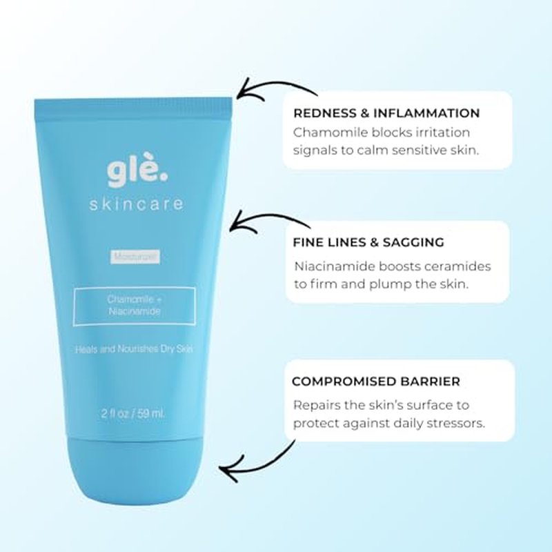Gle Niacinamide Moisturizing Cream 2 fl oz, Face Moisturizer for Acne-Prone Dry Skin with Hyaluronic Acid, Ceramides, Fragrance & Paraben Free, Travel Size