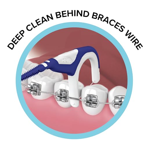 OrVance Dentemp Braces Flosser Pack of 4, 40 Count – Ultra-Strong Floss & Bristles for Braces