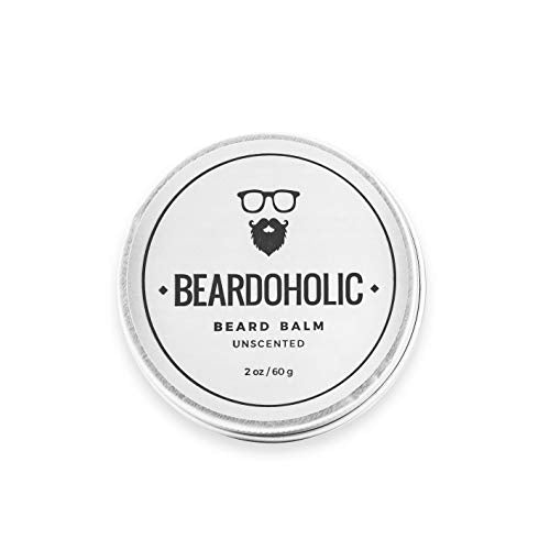 Beardoholic Beard Balm ? 100% Natural With Strong Hold That Lasts All Day - Shapes and Styles Beard With Ease ? Eliminate Itch and Dandruff ?Unscented, 2 oz (60 g Size of Container)