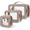 Clear Cosmetic Bag Set for Women Makeup Bag with Handle, 3 Pcs Travel Toiletry Bag Transparent Cosmetic Case Portable Make Up Organizer Bag for Essentials (Stone, Mini+S+L)