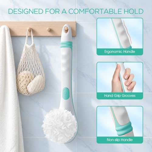 VOYOR Electric Silicone Body Scrubber Blue - Rechargeable Shower Back Brush