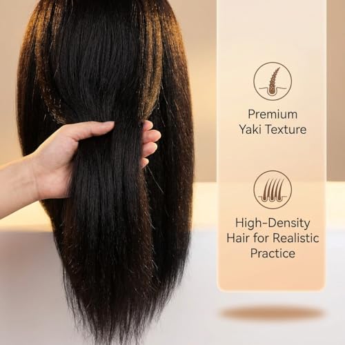 100% Real Hair Mannequin Head for Cosmetology Hair Styling Practice - 16 Inch