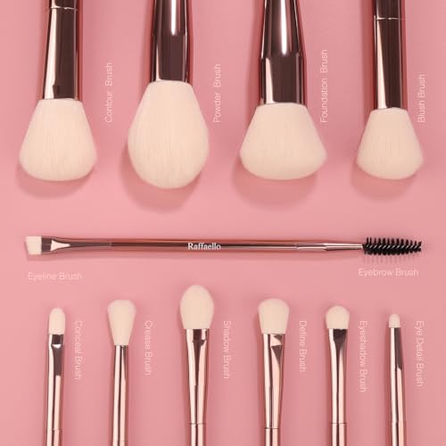Dual-Ended Makeup Brush Set with Recycled Materials & Travel Pouch - Professional Face & Eye Tools