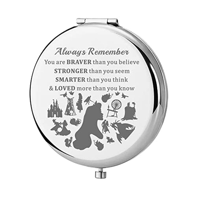 KEYCHIN Sleeping Princess Pocket Mirror Aurora Princess Fans Gifts You are Braver Stronger Smarter Than You Think Compact Makeup Mirror for Women Girls Teenagers (Sleeping Princess Mirror-S)