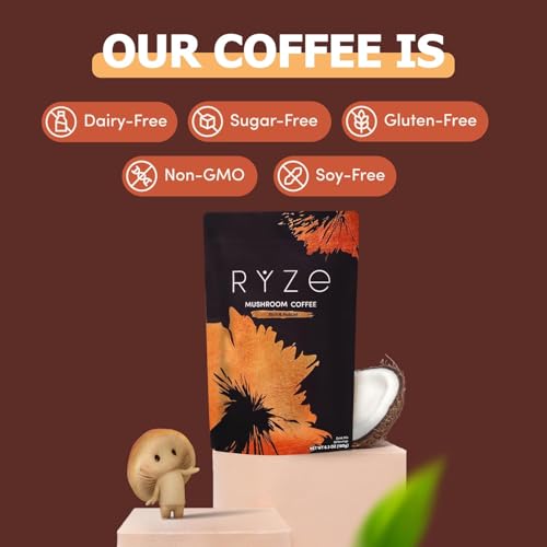 RYZE Mushroom Coffee Starter Kit Signature Dark Roast Pack of 2 - 120 Servings
