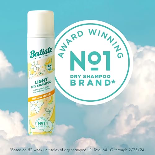 Batiste Light Dry Shampoo, Mellow Melon, Invisible Finish, Refresh Hair & Absorb Oil Between Washes, 3.81 Oz.
