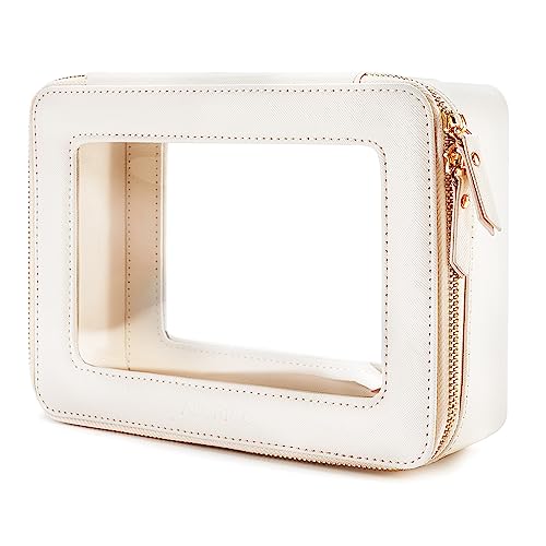 Off-White Large Travel Makeup Bag Organizer - Waterproof Cosmetic Pouch for Women