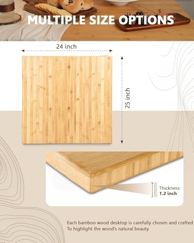 Butcher Block Countertop - 24 x 25 x 1.2 in Solid Bamboo, Cut-to-Fit, Natural Finish
