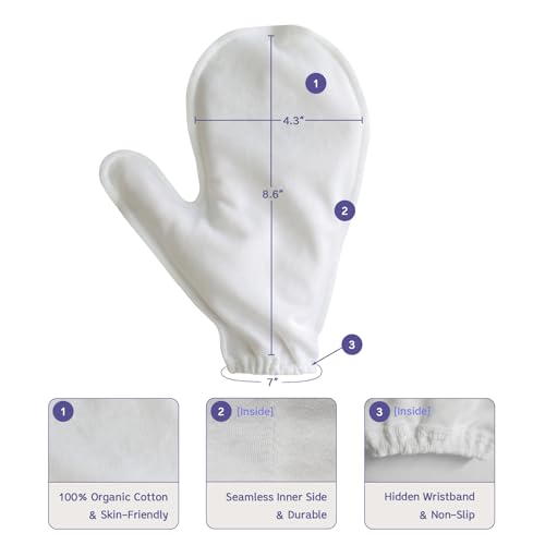 Medium Cotton Overnight Mitten Gloves for Dry Hands & Eczema - Pack of 3