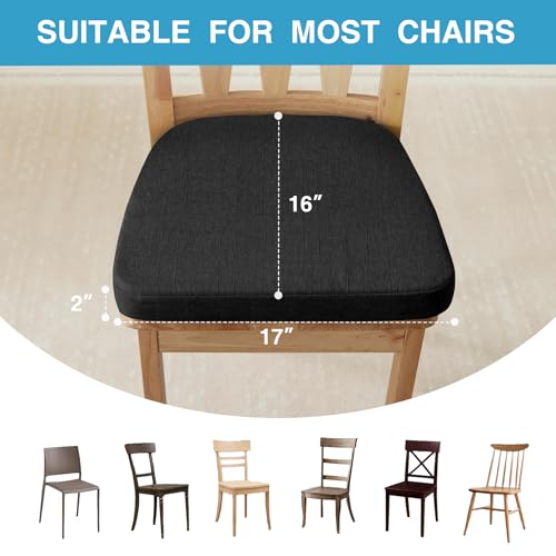 IASEAHK Set of 4 Black 17x16 Inch Non-Slip Chair Cushions for Dining Chairs