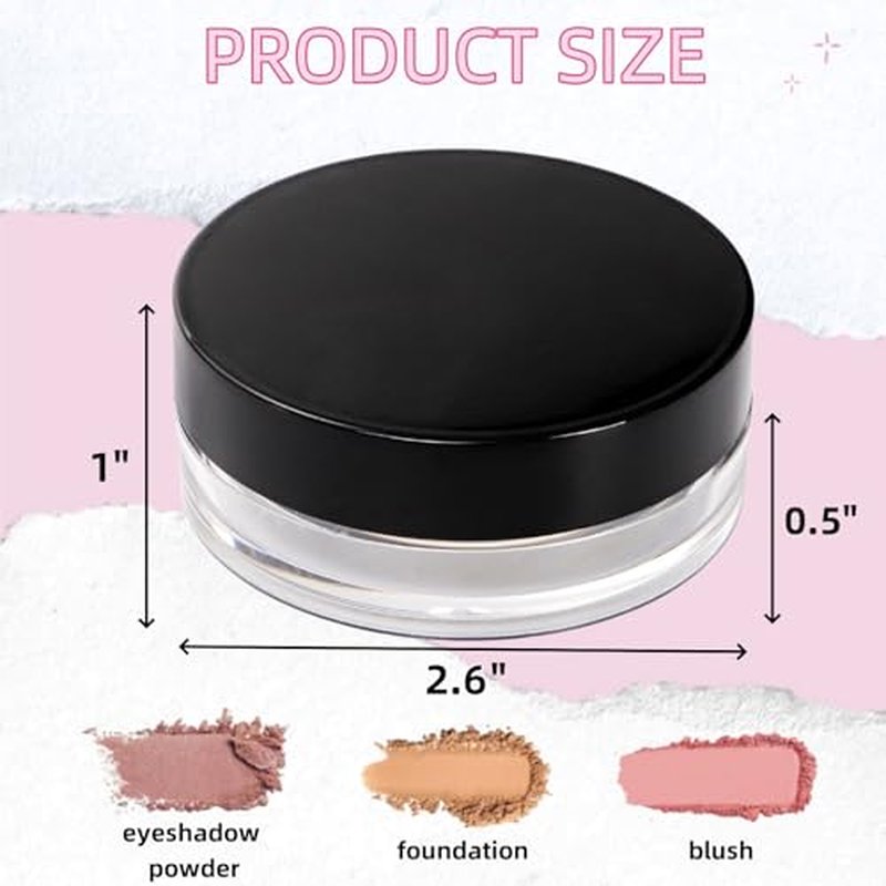 8 Pieces Loose Powder Containers, 10g/10ml Reusable Plastic Empty Powder Case with Sponge Puff, No Leak Compact Makeup Powder Box Cosmetic Jar Refillable with Sifter and Lid for Travel