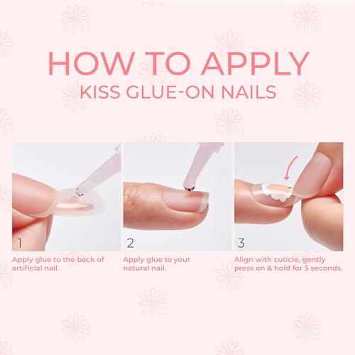 KISS | The Summer I Turned Pretty French Tip Press On Nails, ¡®Sunlit Days¡¯, Medium Coffin, Includes Pink Gel Nail Glue (2g), Mini Nail File, Cuticle Stick, & 28 Fake Nails